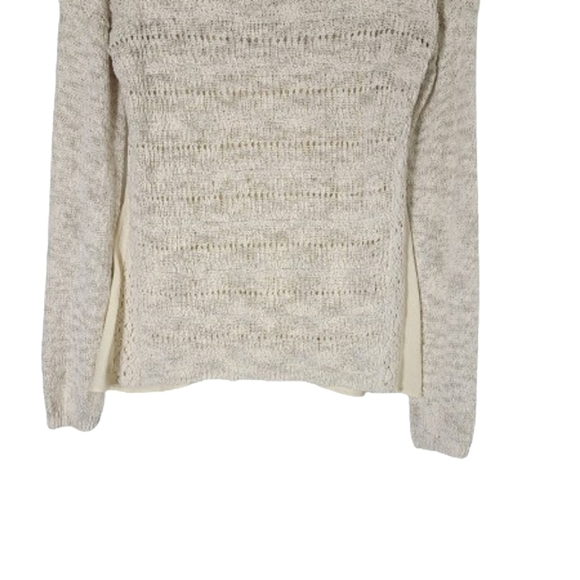 LUCKY BRAND Cream Open Weave Knit Long Sleeve Cotton Sweater Women's Size S - Picture 10 of 13